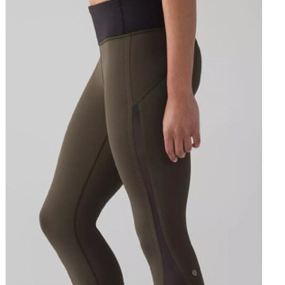 Lululemon Smooth Stride Crop Olive Green Legging 8 - Picture 3 of 9